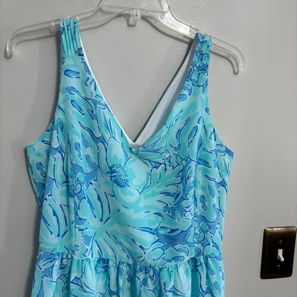 Vineyard Vines capri Blue floral v-neck Maxi Dress size 8 - Picture 2 of 8